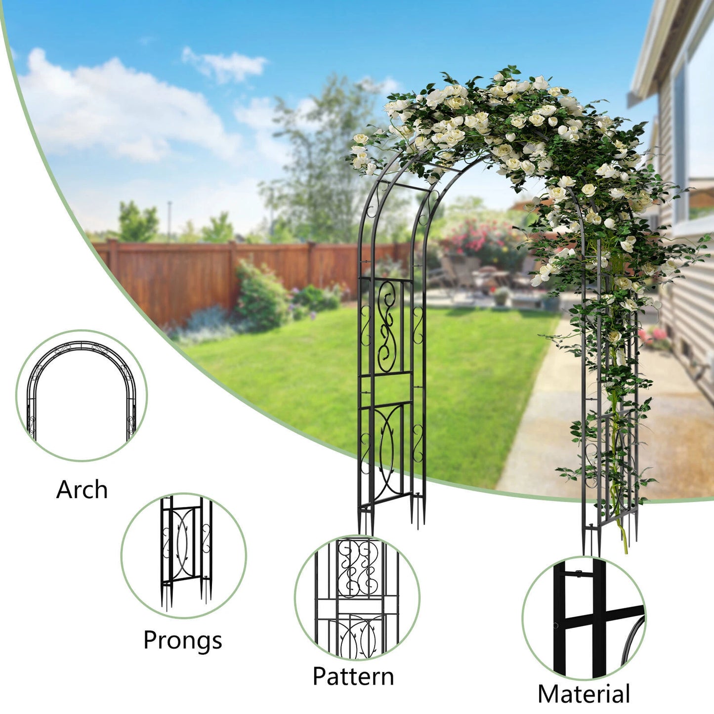 Rust-Proof Iron Arbor Stand for Garden Vines and Flowers