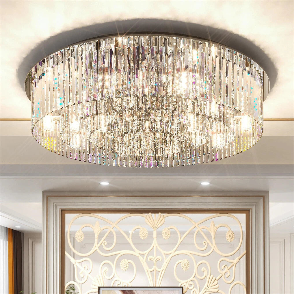 Modern Smoky Grey 80cm Crystal Light Fixture
