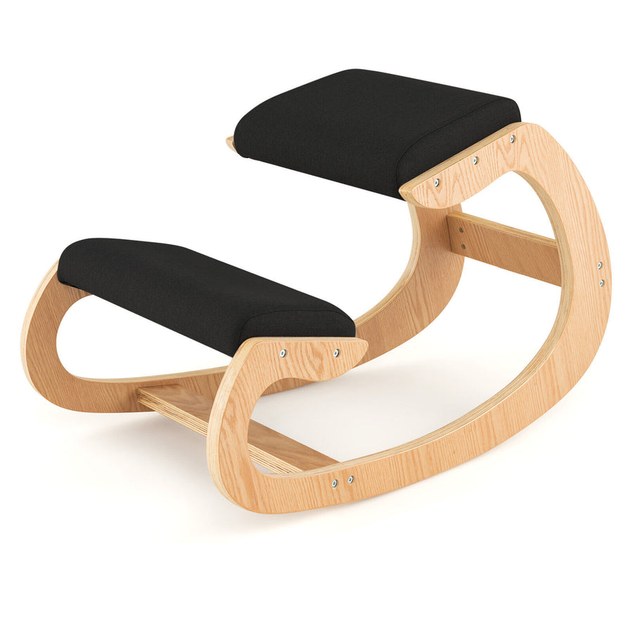 Ergonomic Wooden Rocking Kneeling Chair — Posture Support
