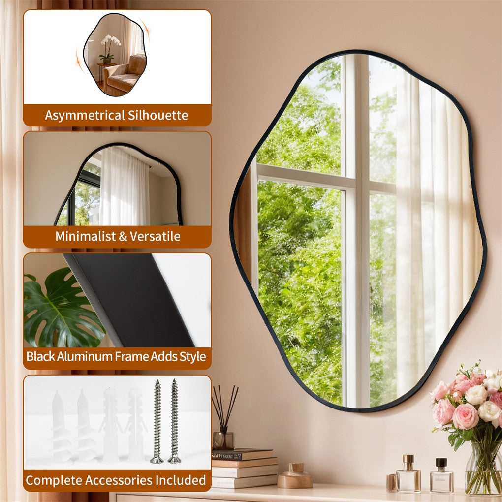 Irregular Black Framed Wall Hanging Mirror