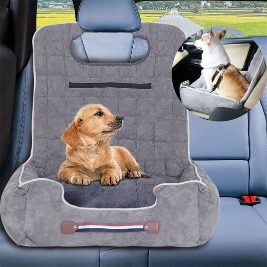 large-cozy-dog-car-booster-double-side-cushion-pet-travel-bed-w-adjustable-strap