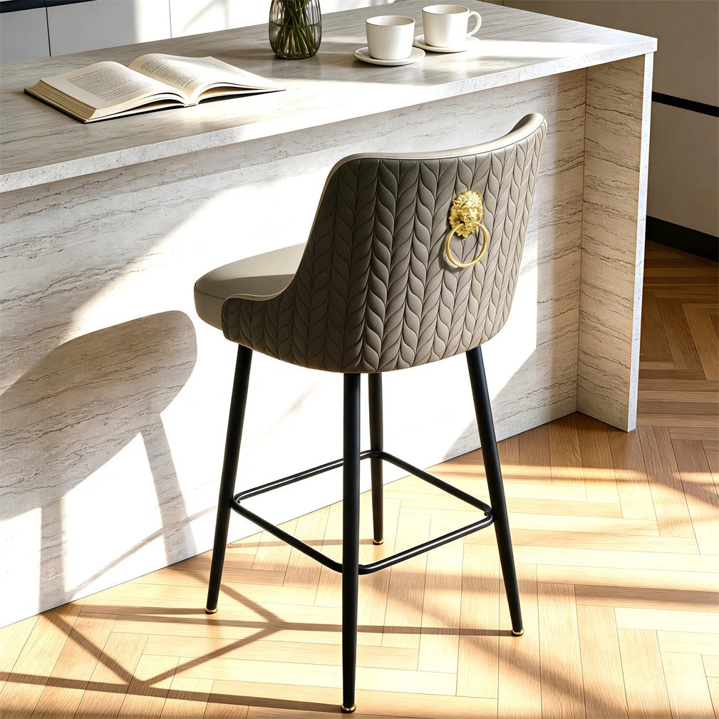 Swivel Counter Height Bar Stool Upholstered Pub Bar Bistro Cafe Chair Metal Legs