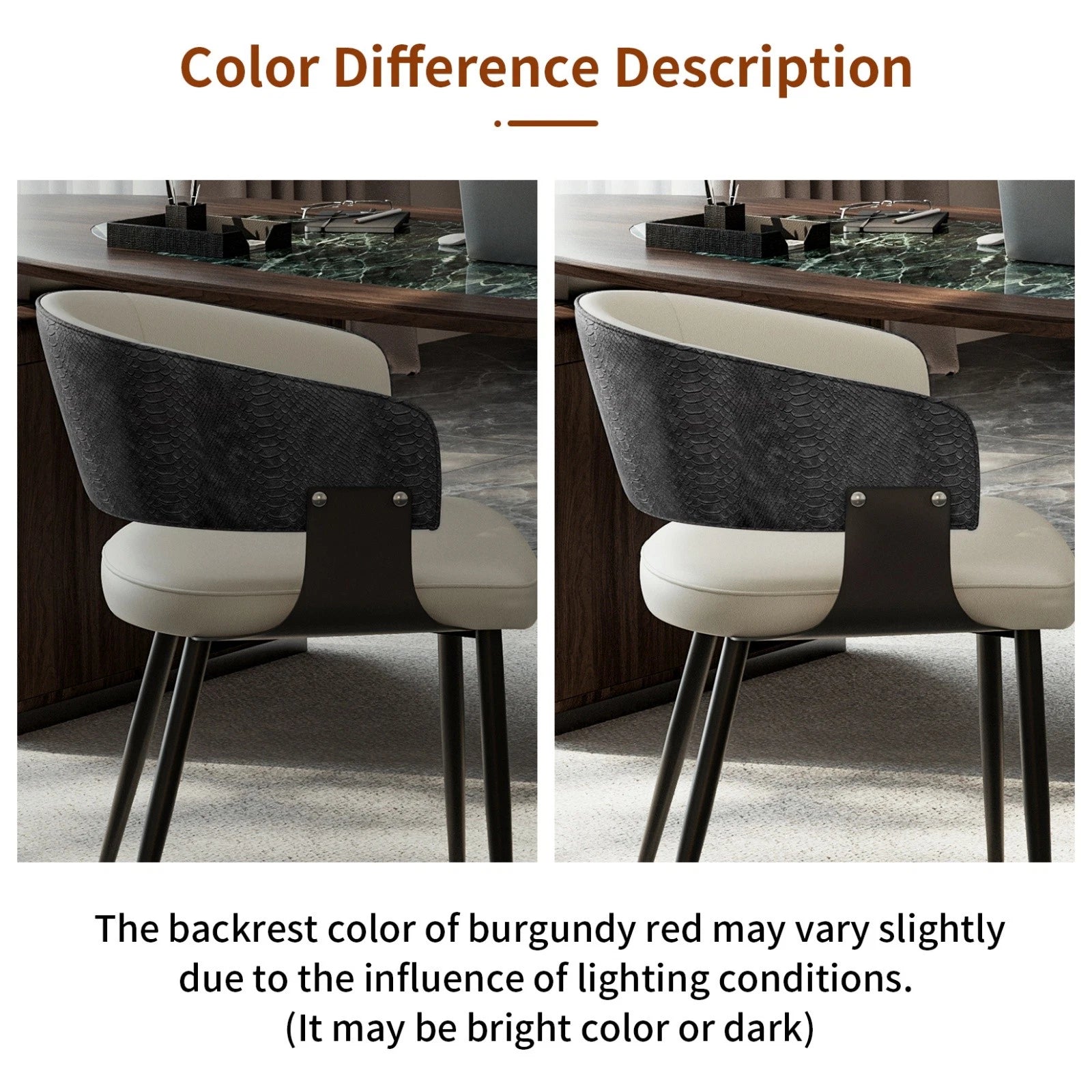 High-End Leather Upholstered Dining Chairs - Padded Leisure Chair with Backrest