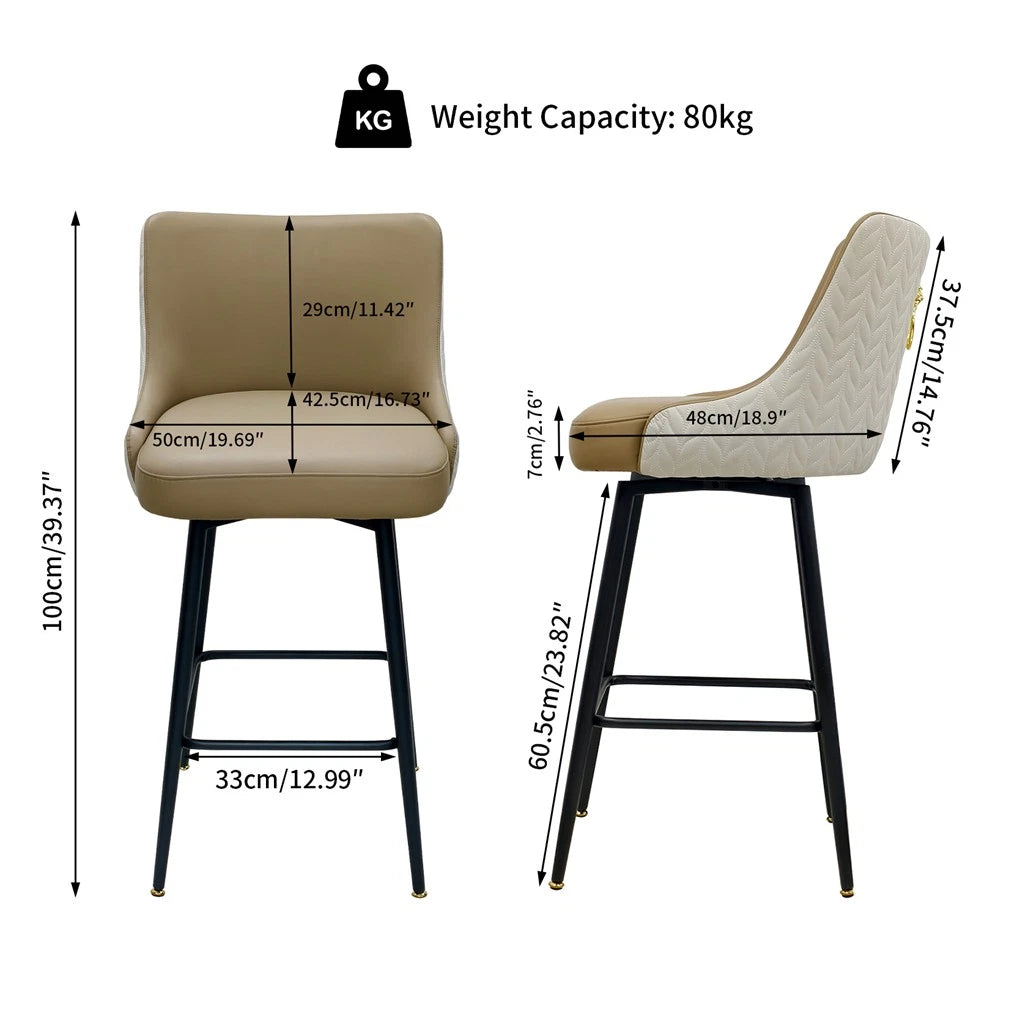 Swivel Counter Height Bar Stool Upholstered Pub Bar Bistro Cafe Chair Metal Legs