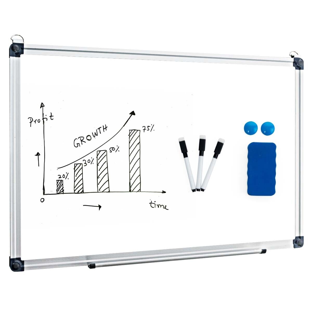 60x40cm Magnetic Dry Erase Whiteboard — 3 Markers Included