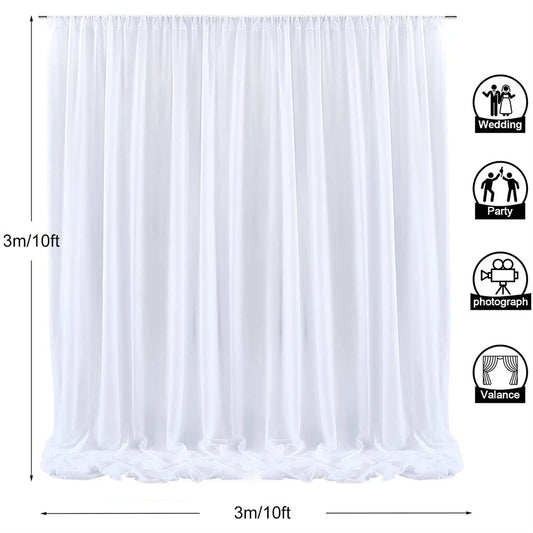 White Sheer Backdrop Drape for Stylish Weddings and Birthdays(3m x 3m)