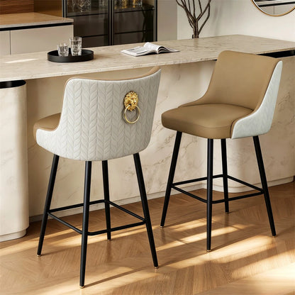 Swivel Counter Height Bar Stool Upholstered Pub Bar Bistro Cafe Chair Metal Legs