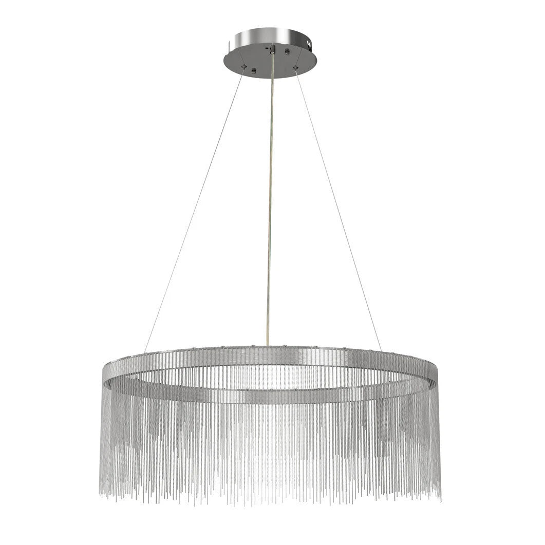 Aluminium Silver Fringe Chandelier - 80cm