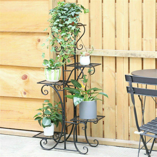 5-tier-iron-plant-stand-5-pots-flower-display-ladder-shelf-sturdy-and-durable