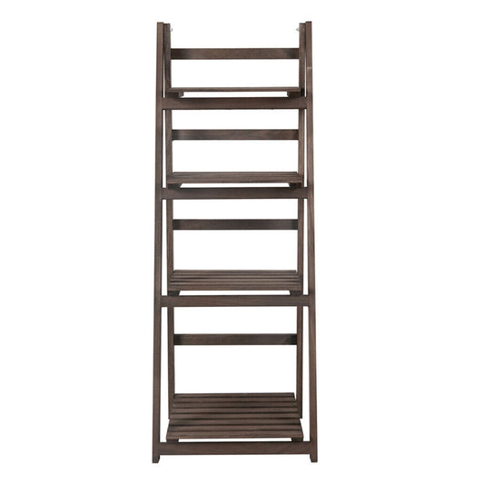 P&P 4Tier Ladder Shelf Wooden Leaning Bookshelf Tall Standing Flower Stand Plant Rac