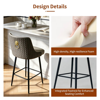 Swivel Counter Height Bar Stool Upholstered Pub Bar Bistro Cafe Chair Metal Legs