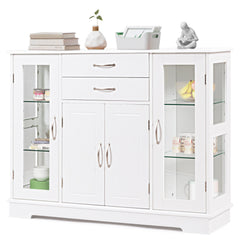 Buffet Sideboard with Tempered Glass Doors & Drawers