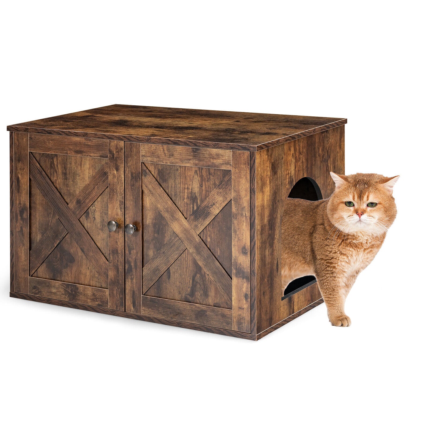 Cat Litter Box Enclosure Privacy Cat House Nightstand W Slide Entrance Hole