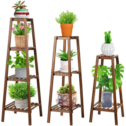 Adjustable Bamboo Plant Stand and End Table for Indoor Use(S)