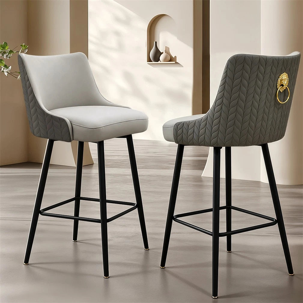 Swivel Counter Height Bar Stool Upholstered Pub Bar Bistro Cafe Chair Metal Legs