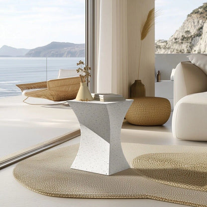 White Concrete Side Table Outdoor Indoor