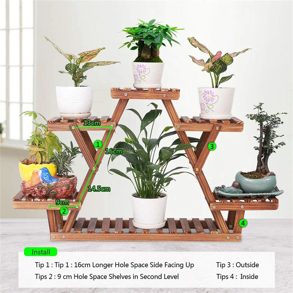 Thick Wood Indoor Plant Shelf for Flower Pots