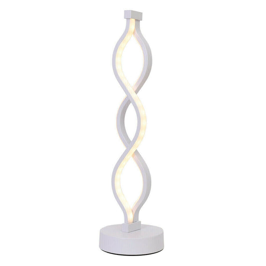 P&P LED Table Lamp Dual Spiral Desk Lamp Warm White Modern Reading Light Bedside USB