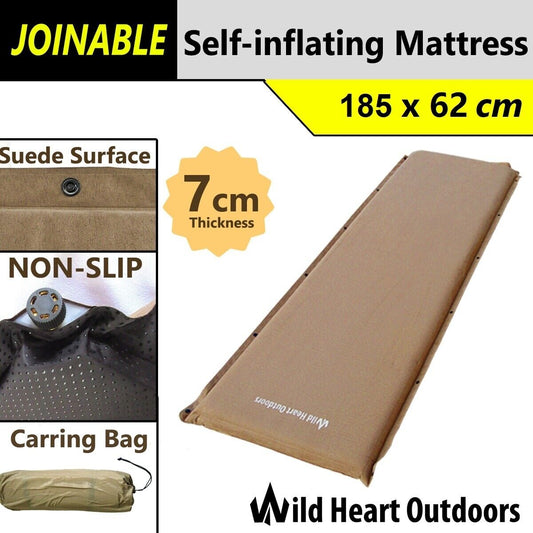 UPGRADED 7cm SELF INFLATING MATTRESS Thick Suede Inflatable Camping Outdoor