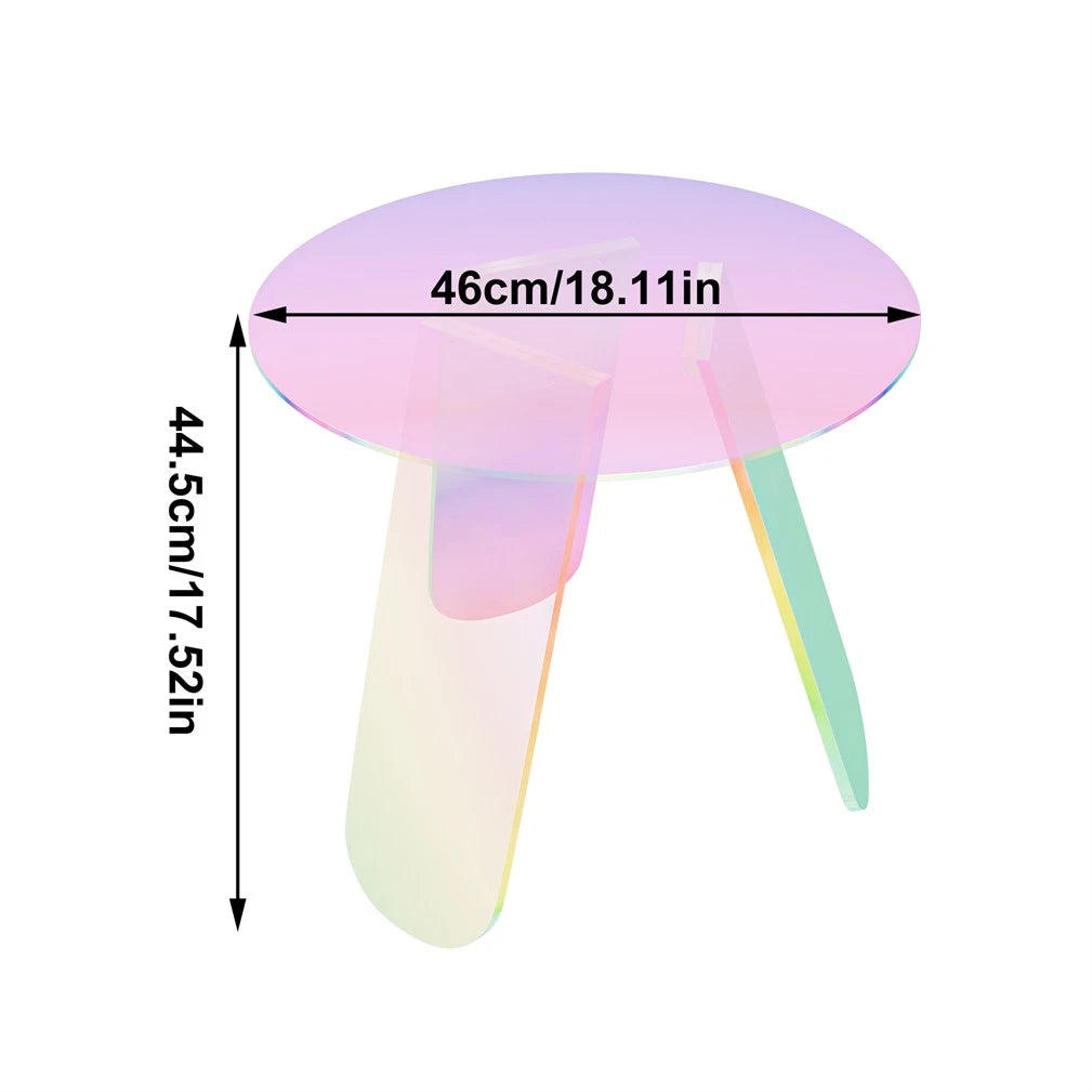 Acrylic End Table Clear & Iridescent Side Table Modern Sofa Table Compact Accent Table for Living Room Bedroom