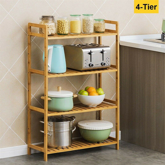 Bamboo 4-tier freestanding storage shelf