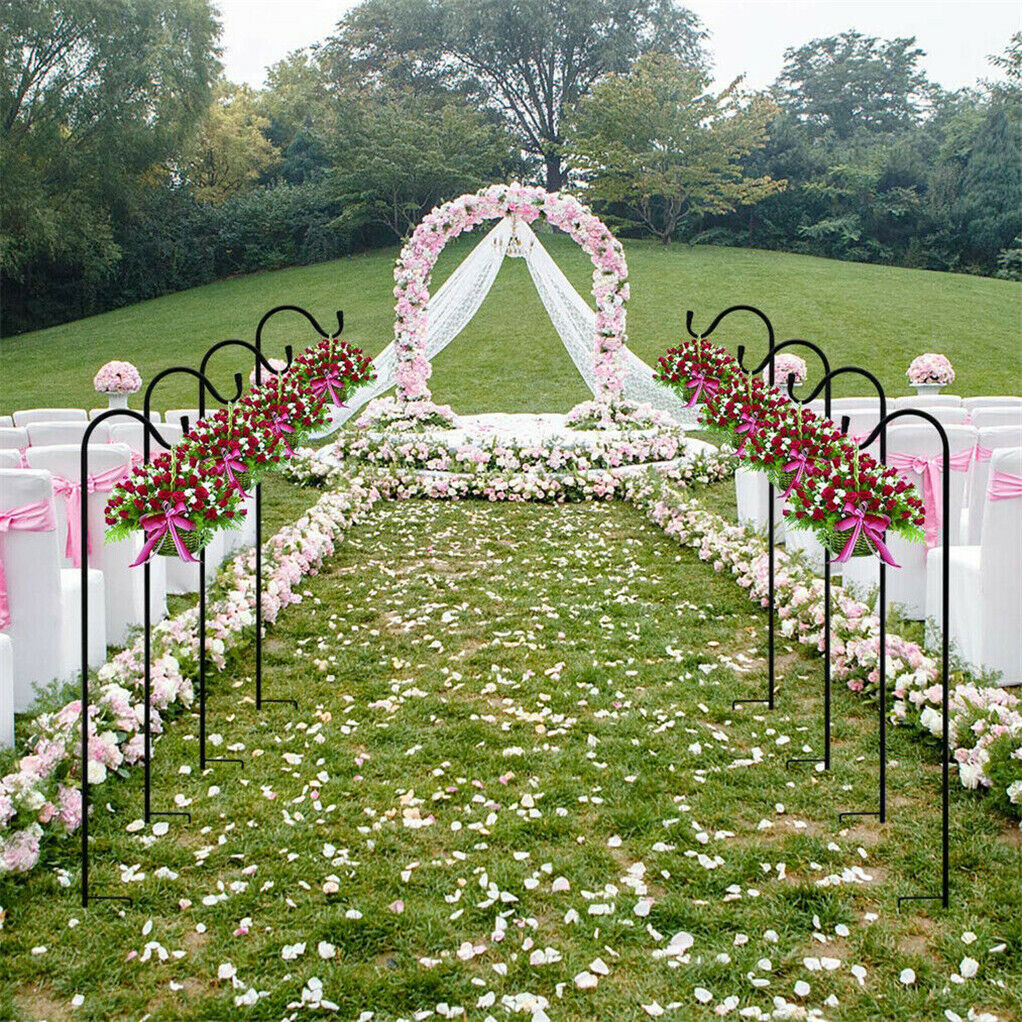 P&P 8X Premium Metal Shepherd Hooks Plant Hanger Bird Feeder Pole for Solar Lights