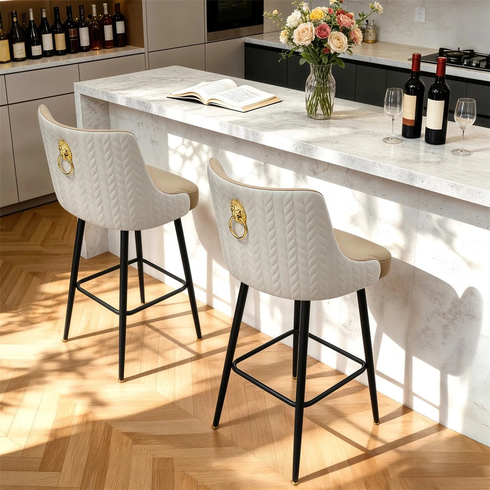 Swivel Counter Height Bar Stool Upholstered Pub Bar Bistro Cafe Chair Metal Legs
