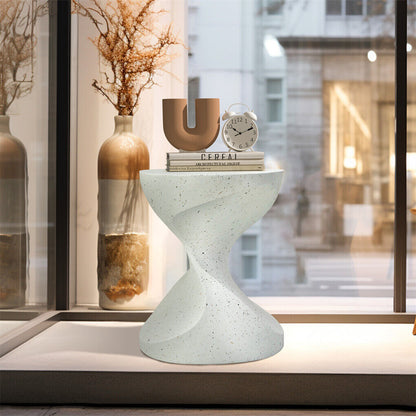 P&P Hourglass Shaped Lightweight Concrete Sofa Side Table Bedside Table Nightstand