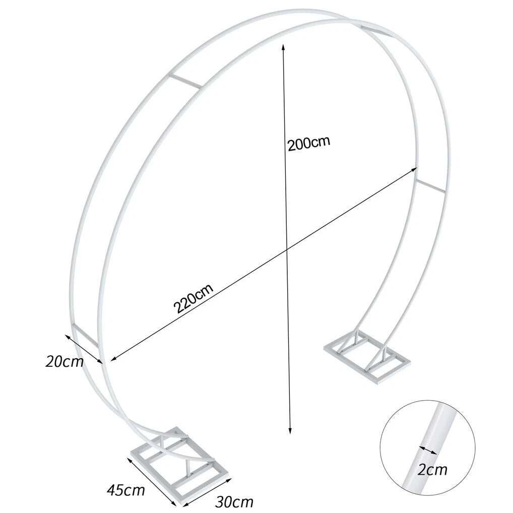 P&P Round Arch Backdrop Stand for Wedding Party Metal Pipe Frame Archway Decoration Indoor Outdoor Double Rails