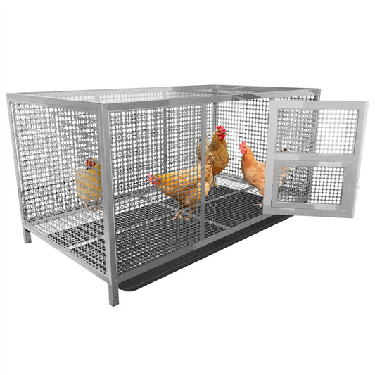 P&P Large Stainless Steel Chicken Coop Poultry Duck Rabbit Dog Cage House with Cover
