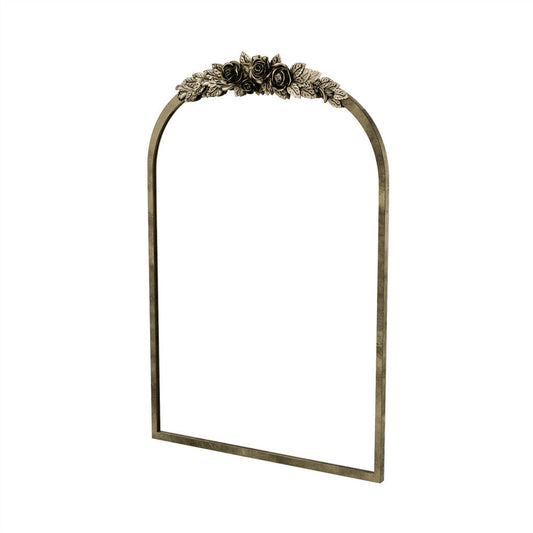 P&P Antique Baroque Arched Wall Mirror Rose Edge Decorative Mirror Fireplace Entrywa