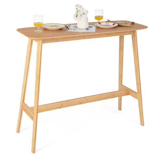120cm Bamboo Bar Table – High Top Rectangular Dining & Cocktail Table
