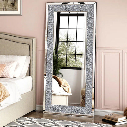 Modern Oversized Diamond Crushed Crystal Full Length Mirror