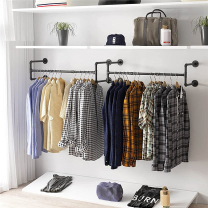 P&P Super Space-Saving Wall-Mounted Clothes Rack Detachable Garment Bar for Retail