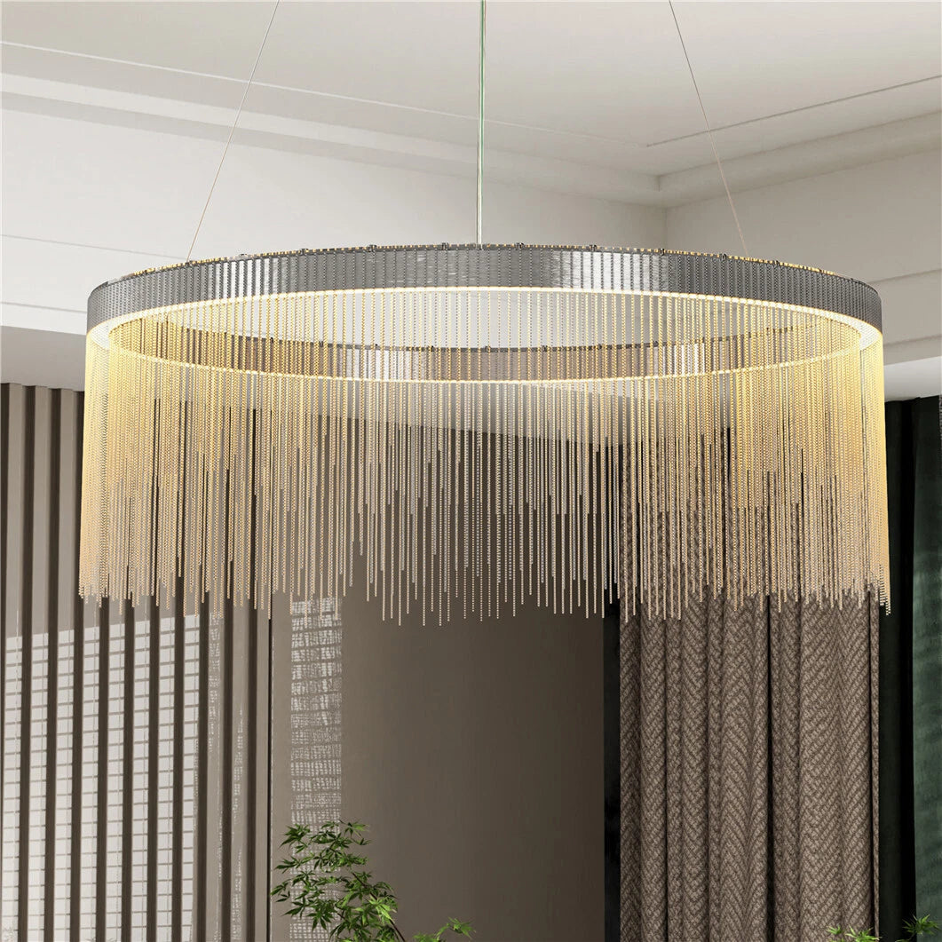 Aluminium Silver Fringe Chandelier - 80cm