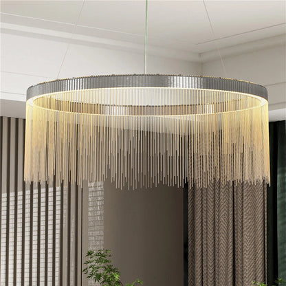Aluminium Silver Fringe Chandelier - 80cm