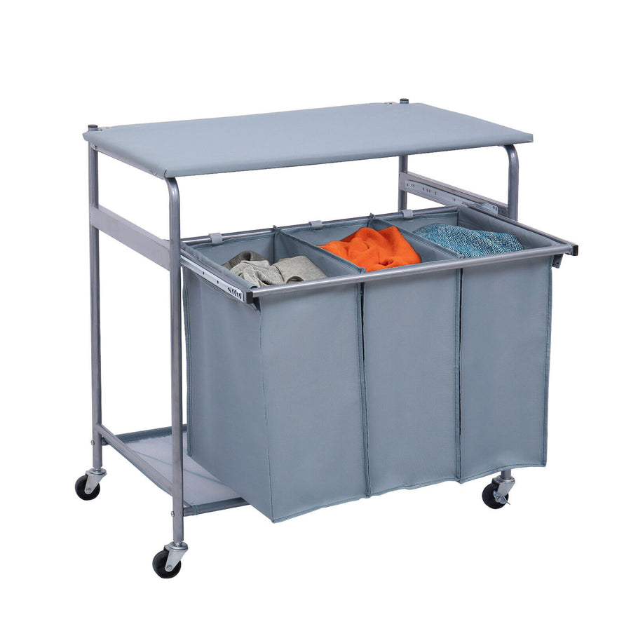 Multi-Compartment Laundry Storage with Sliding Tray