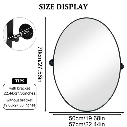 Matte Black Pivot Oval Wall Mirror - Tilting Bathroom Mirror (Horizontal / Vertical)