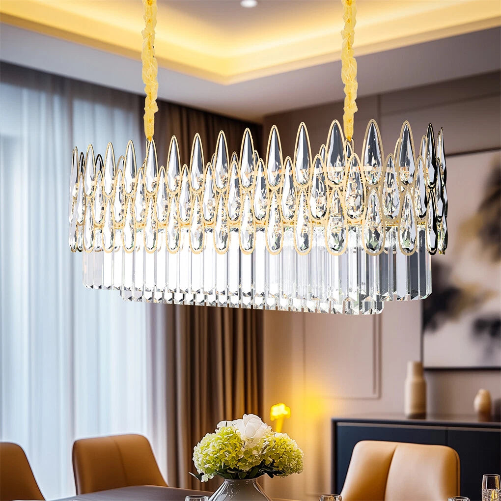 80cm Gold Crystal Chandelier with 3 Light Settings