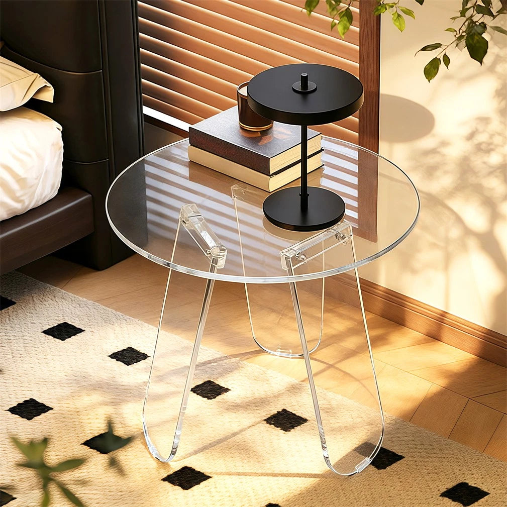 Acrylic End Table Clear & Iridescent Side Table Modern Sofa Table Compact Accent Table for Living Room Bedroom
