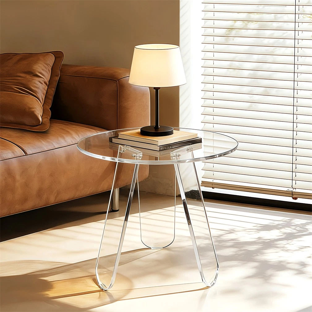 Acrylic End Table Clear & Iridescent Side Table Modern Sofa Table Compact Accent Table for Living Room Bedroom