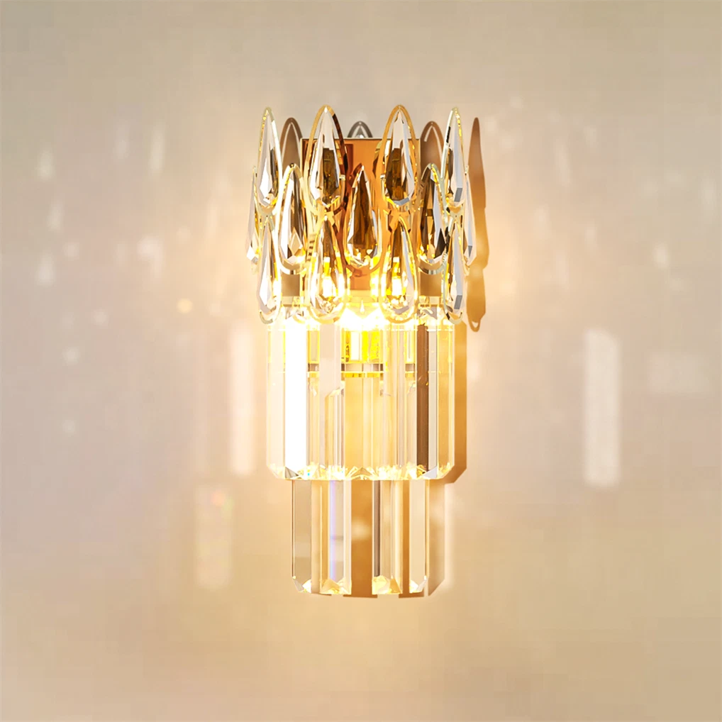 Gold Crystal Wall Sconce with Adjustable Lighting