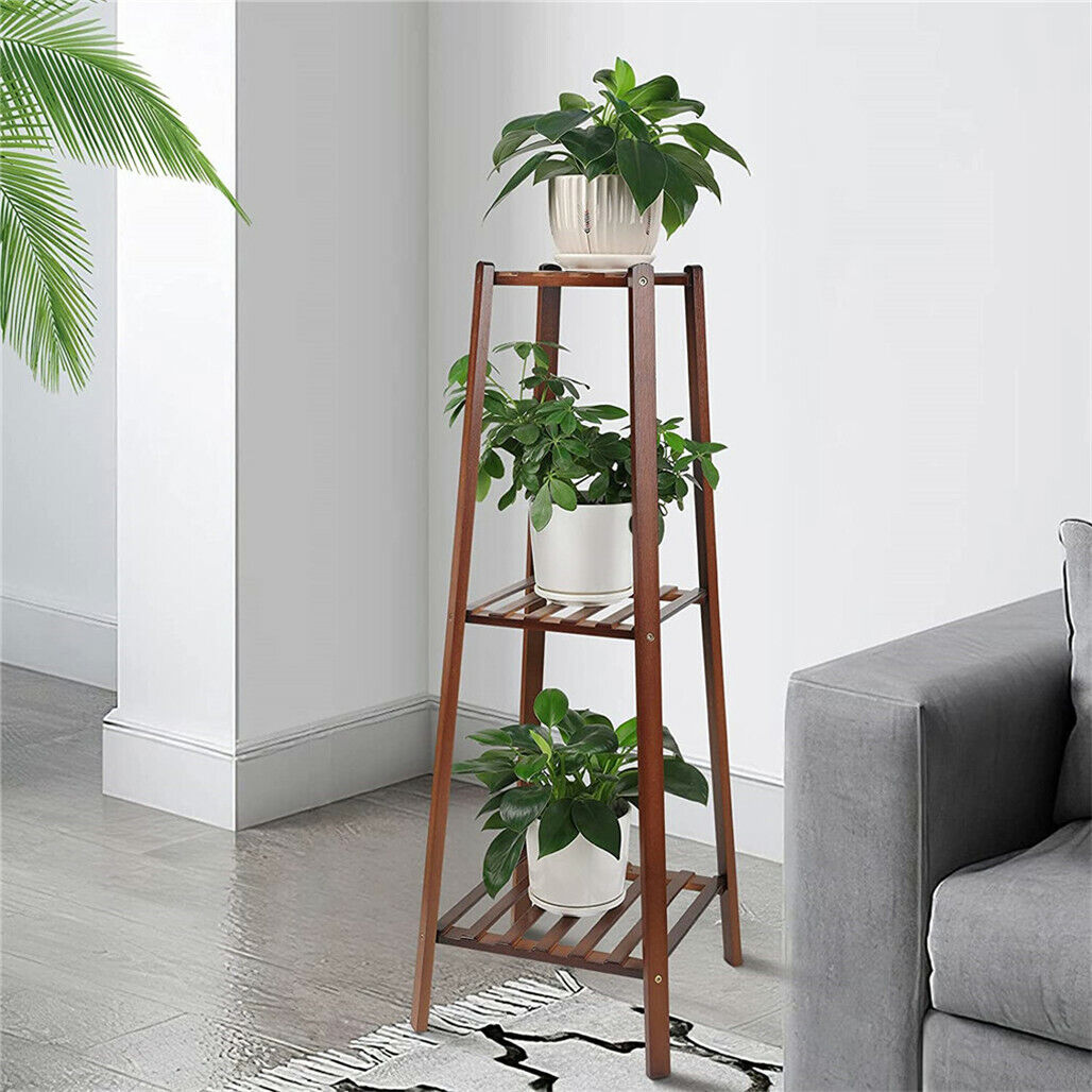 bamboo-utility-3-tier-plant-stand-rack-tall-corner-bookcase-f-livingro ...
