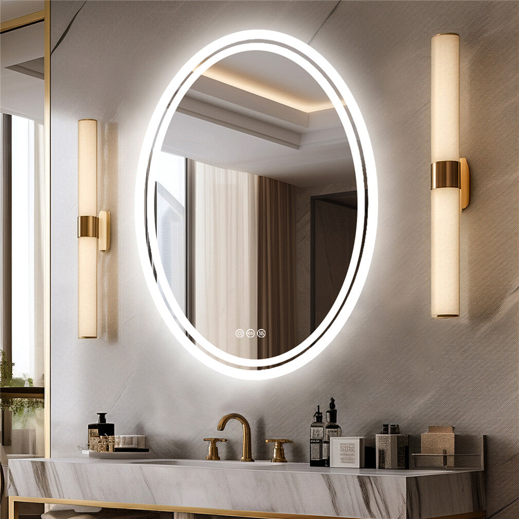 Oval backlit LED bathroom mirror, alternate view