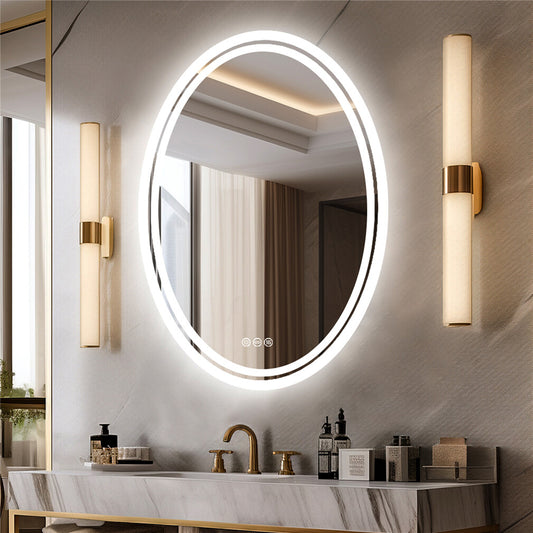 Oval Backlit Front Led Bathroom Mirror Dimmable Shatter Proof Vanity Mirror