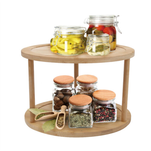 Shop 2-Tier Bamboo Spice Rack – Rotating Storage AU