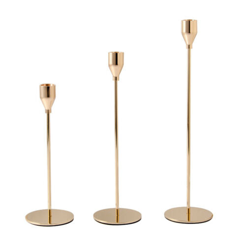 Buy Set of 3 Gold & Black Decorative Candlestick Holders