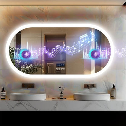 P&P Silver Oval Bluetooth LED Bathroom Mirror
