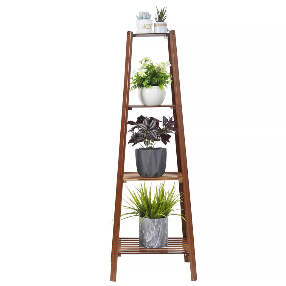 4-Tier Bamboo Plant Stand for Small Spaces