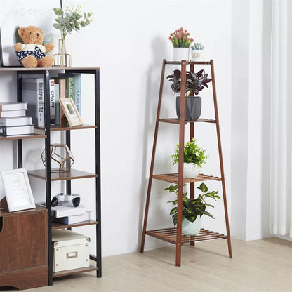 4-Tier Bamboo Plant Stand for Small Spaces